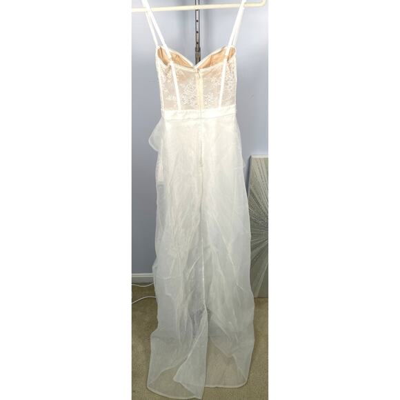 Katie May McBeath Bustier Ruffle Layered Tulle White Maxi Dress Size XS - Picture 7 of 9